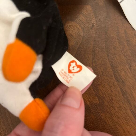 Ty Rare 1993 Teenie Beanie Babies Waddle The Penguin Plush Stuffed Toy 5" - Picture 3 of 6